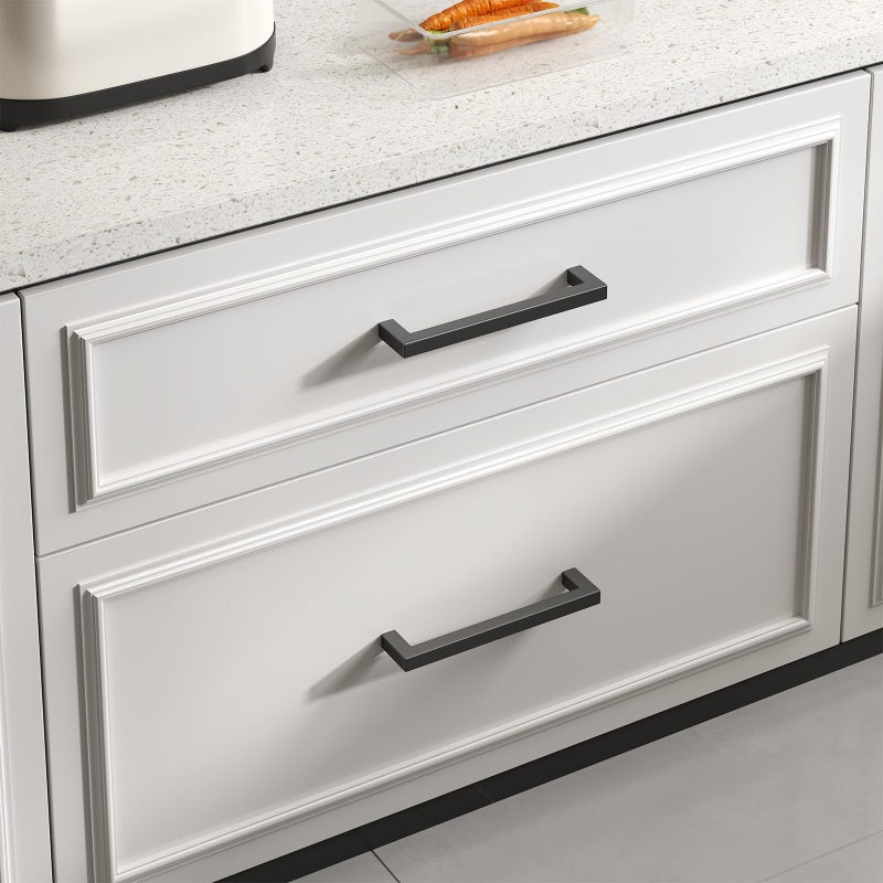 Goldenwarm 10 Pack Black Square Bar Cabinet Pull Drawer Handle Stainless Steel Modern Hardware for Kitchen and Bathroom Cabinets Cupboard,Center to Center 6-1/4in(160mm) Kitchen Cupboard Handles - Image 3